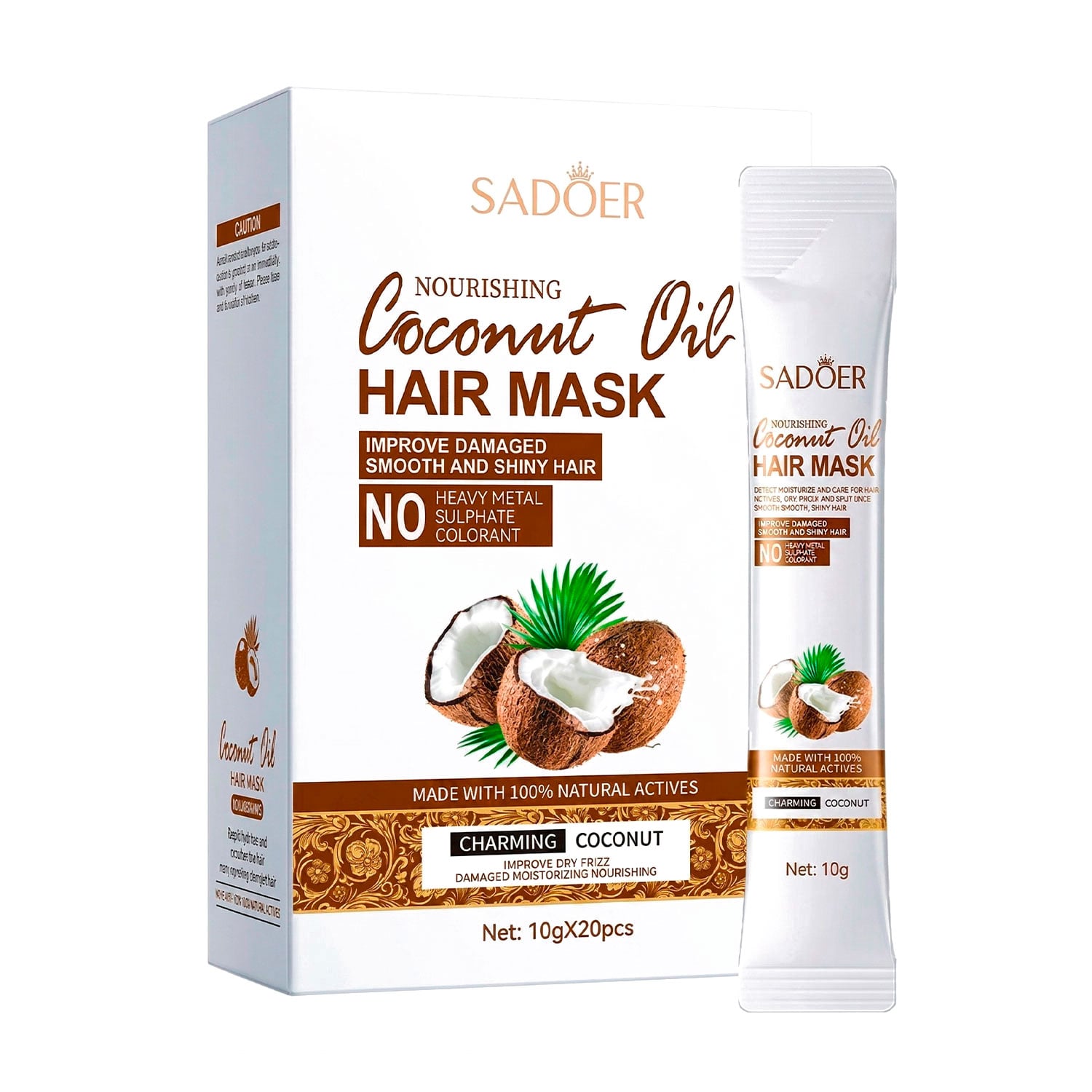 Маска для волосся Sadoer Nourishing Coconut Oil Hair Mask, 20*10 г
